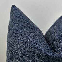 Blue Linen Throw Pillow Cover Navy Euro Sham, Decorative Cushion For Sofa Or Couch - thumbnail 3