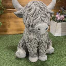 stone Garden Highland Cow Farm Yard Animal Gift Ornament - thumbnail 2