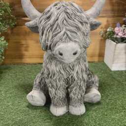 stone Garden Highland Cow Farm Yard Animal Gift Ornament - thumbnail 3