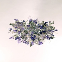 Violet Hanging Chandeliers With Purple, Gray & Clear Flowers Leaves For Dining Room, Bedroom Or Living Room - thumbnail 3
