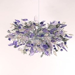 Violet Hanging Chandeliers With Purple, Gray & Clear Flowers Leaves For Dining Room, Bedroom Or Living Room - thumbnail 2