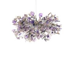 Violet Hanging Chandeliers With Purple, Gray & Clear Flowers Leaves For Dining Room, Bedroom Or Living Room - thumbnail 1