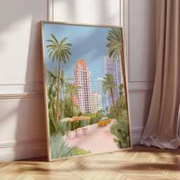 Miami Poster, Florida Beach Wall Art, South Travel Print, Modern Skyline Posters, Coastal City Decor - thumbnail 2