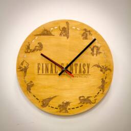 Final Fantasy Wooden Wall Clock - Engraved Rpg Gamer Room Decor - Gaming Home & Gift - thumbnail 2