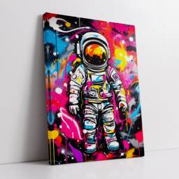 Fun Astronaut Graffiti Space Galaxy Abstract Oil Painting Wall Art Framed Canvas Poster Print Home Kitchen Office Bedroom Decor Gift Idea - thumbnail 2