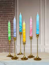 Marble Dinner Candles, Colourful Candles, Soft Pastel Taper Candles, Pillar Candle Set, Wedding Candles, Blue, Grren, Yellow, Turquoise, Pink Gift