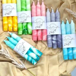 Marble Dinner Candles, Colourful Candles, Soft Pastel Taper Candles, Pillar Candle Set, Wedding Candles, Blue, Grren, Yellow, Turquoise, Pink Gift - thumbnail 2
