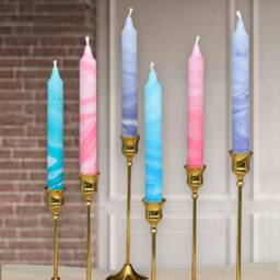 Marble Dinner Candles, Colourful Candles, Soft Pastel Taper Candles, Pillar Candle Set, Wedding Candles, Blue, Grren, Yellow, Turquoise, Pink Gift - thumbnail 3