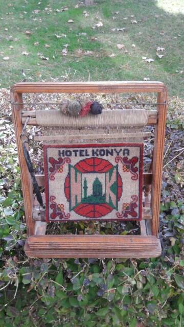 Vintage Oushak Loom Rug Small Turkish Kilim, Bohemian Decor - 38x30cm - image 1