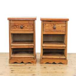 Pair Of Rustic Bedside Cabinets - Bedroom Storage Pitch Pine Chest Reclaimed - M-5864 - thumbnail 3