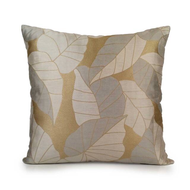 Light Tan, Gold, Ivory Pillow, Throw Pillow Cover, Decorative Cushion Pillowcase, Accent Satin Blend, Floral - image 1