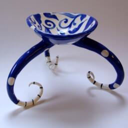 Delft Blue Pottery Candleholder Hand-Painted Baroque Floral Design - thumbnail 2