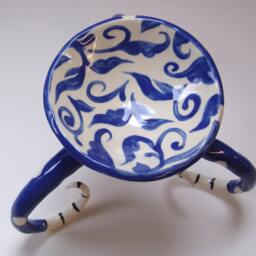 Delft Blue Pottery Candleholder Hand-Painted Baroque Floral Design - thumbnail 1