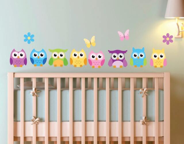 Owl Wall Decal, Reusable Decals, Owls Wall Decal, Removable, Reusable, Fabric Ow - image 1