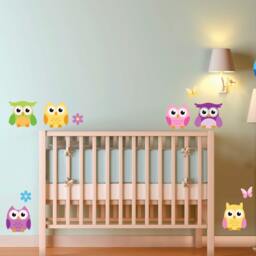 Owl Wall Decal, Reusable Decals, Owls Wall Decal, Removable, Reusable, Fabric Ow - thumbnail 3