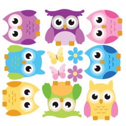 Owl Wall Decal, Reusable Decals, Owls Wall Decal, Removable, Reusable, Fabric Ow - thumbnail 2