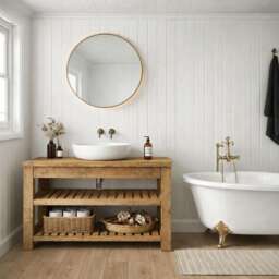 Chunky Solid Wood Wash Stand - Handcrafted Rustic Bathroom Vanity Unit