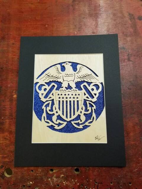Hand Cut U.s. Navy Woodcut Emblem - Scroll Saw Art - image 1