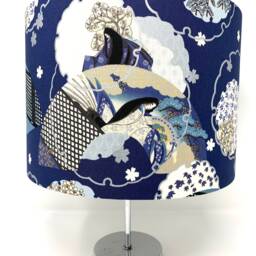Japanese Geisha Lampshade Blue & Silver Oriental Light Shade - thumbnail 4