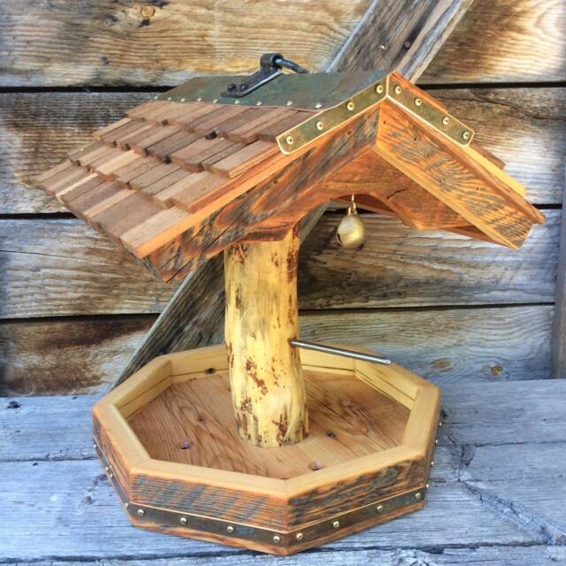 Artistic Birdfeeder, Barnwood. Outdoor, Pine. Functional Wedding Gift #0279 - image 1