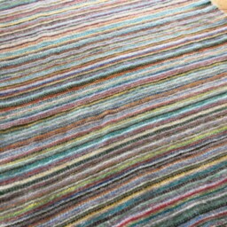 Handmade Striped Wool Rug Ukrainian Woven Throw, Natural Carpet - thumbnail 4