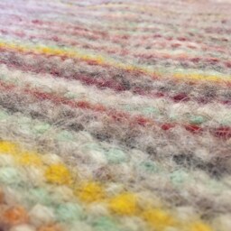 Handmade Striped Wool Rug Ukrainian Woven Throw, Natural Carpet - thumbnail 3