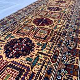 Handmade Afghan Wool Runner Rug Gandum Naksha Geometric Hallway Carpet - thumbnail 3