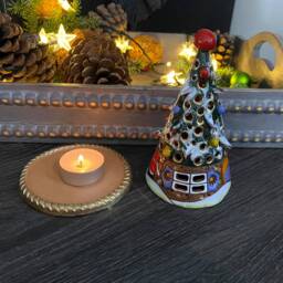 Handmade Ceramic Christmas Tree Candle Holder, Unique Home Decor - thumbnail 4