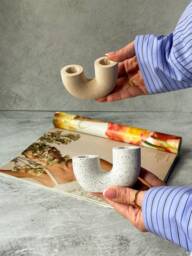 Handmade Stone Textured U Shaped Candlestick Holder Dinner Table Decor
