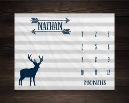 Deer Baby Milestone Blanket, Monthly Growth Tracker, Personalized Custom Shower Gift, New Boy
