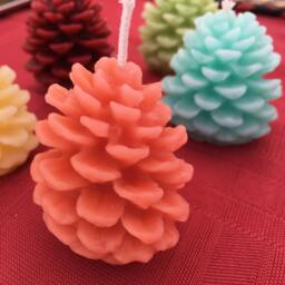 Small Beeswax Pinecone Candle Set, Colored Candles - Set Of 8 - thumbnail 4