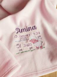 Personalised Baby Blanket, Embroidered Soft Fleece Shawls, Birth Announcement, Shower, Boy Girl Gift, Newborn Christening Keepsake