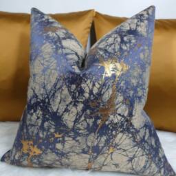 Luxury Lava Amethyst Blue & Gold Cushion Cover Marble Design For New Home Designer Handmade Pillow/(Only Cover
