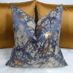 Luxury Lava Amethyst Blue & Gold Cushion Cover Marble Design For New Home Designer Handmade Pillow/(Only Cover - thumbnail 3