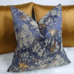 Luxury Lava Amethyst Blue & Gold Cushion Cover Marble Design For New Home Designer Handmade Pillow/(Only Cover - thumbnail 4