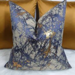 Luxury Lava Amethyst Blue & Gold Cushion Cover Marble Design For New Home Designer Handmade Pillow/(Only Cover - thumbnail 2