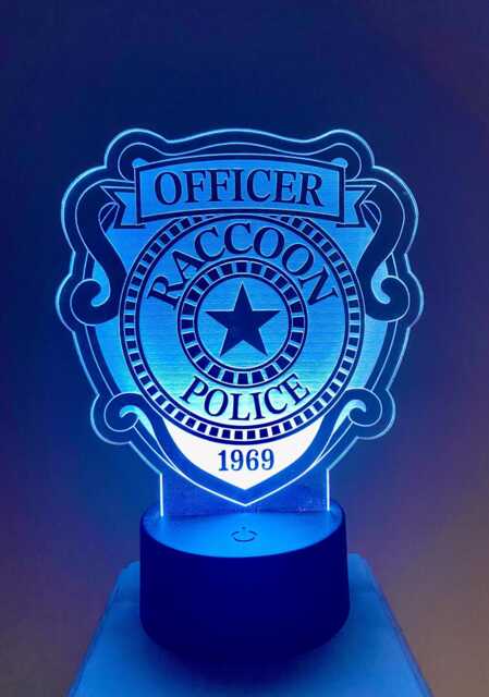 Raccoon City Rpd Badge Led Night Light Laser Engraved From 4mm Acrylic - image 1