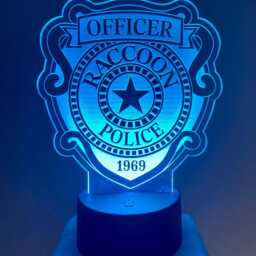 Raccoon City Rpd Badge Led Night Light Laser Engraved From 4mm Acrylic - thumbnail 3