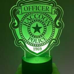 Raccoon City Rpd Badge Led Night Light Laser Engraved From 4mm Acrylic - thumbnail 2