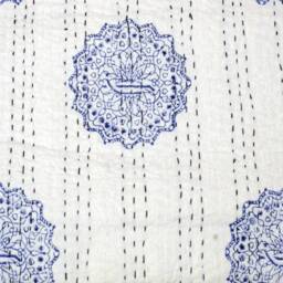 Indian Handmade New Pattern Kantha Blanket Buta Printed Blabket Twin Size 90x60 Perfect Match For Bedroom - thumbnail 4