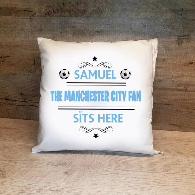 Personalised Manchester City Cushion. With Any Name. Football Fan Cushion Mcfc - image 1
