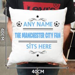 Personalised Manchester City Cushion. With Any Name. Football Fan Cushion Mcfc - thumbnail 3