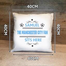 Personalised Manchester City Cushion. With Any Name. Football Fan Cushion Mcfc - thumbnail 2