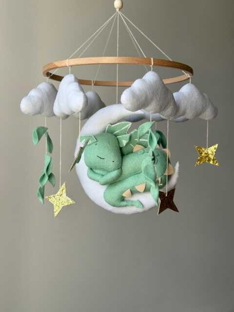 Dragon Baby Mobile Gender Neutral Nursery Decor, Newborn Gift - image 1