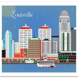 Louisville Art, Skyline, Kentucky Art Print, Wall Wedding Horizontal, Style E8-O-Lov - thumbnail 3