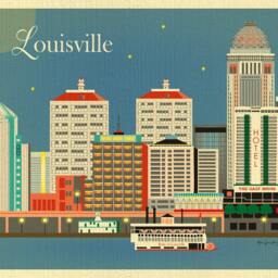 Louisville Art, Skyline, Kentucky Art Print, Wall Wedding Horizontal, Style E8-O-Lov - thumbnail 2