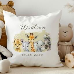Personalized Safari Baby Cushion Nursery Decor Pillow Case - thumbnail 2