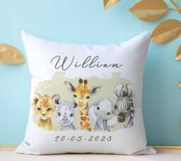 Personalized Safari Baby Cushion Nursery Decor Pillow Case - thumbnail 1