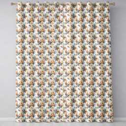 Soft Neutral Floral Bouquet Beige Seamless Pattern Readymade Eyelet Ring Top Thermal 100% Blackout Curtains - thumbnail 2