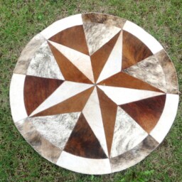 star Cowhide Rug Cow Hide Skin Cowskin Carpet Leather Round Handmade Patchwork Area 40 - thumbnail 2